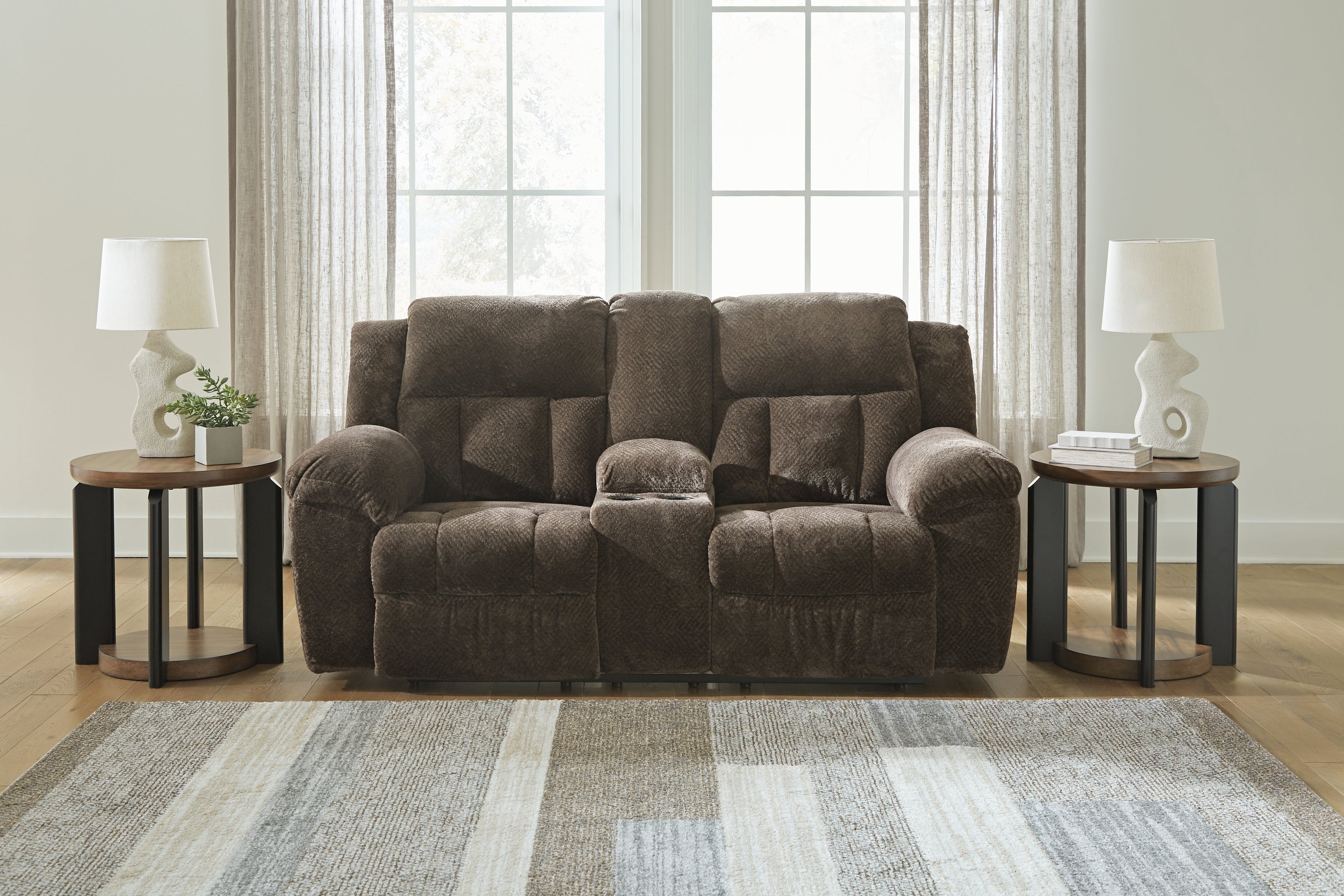 Frohn Chocolate Reclining Sofa, Loveseat and Recliner