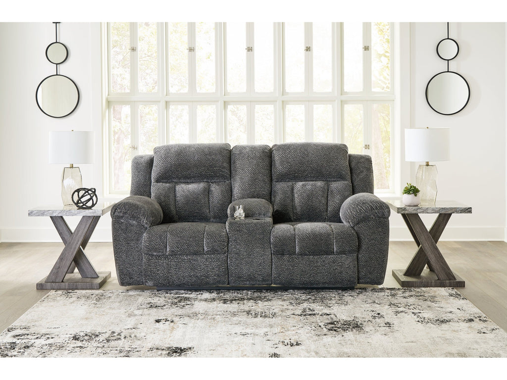 Frohn Graphite Reclining Loveseat w/Console
