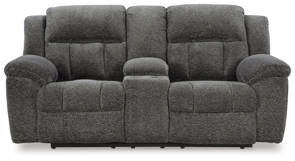 Frohn Graphite Reclining Loveseat w/Console
