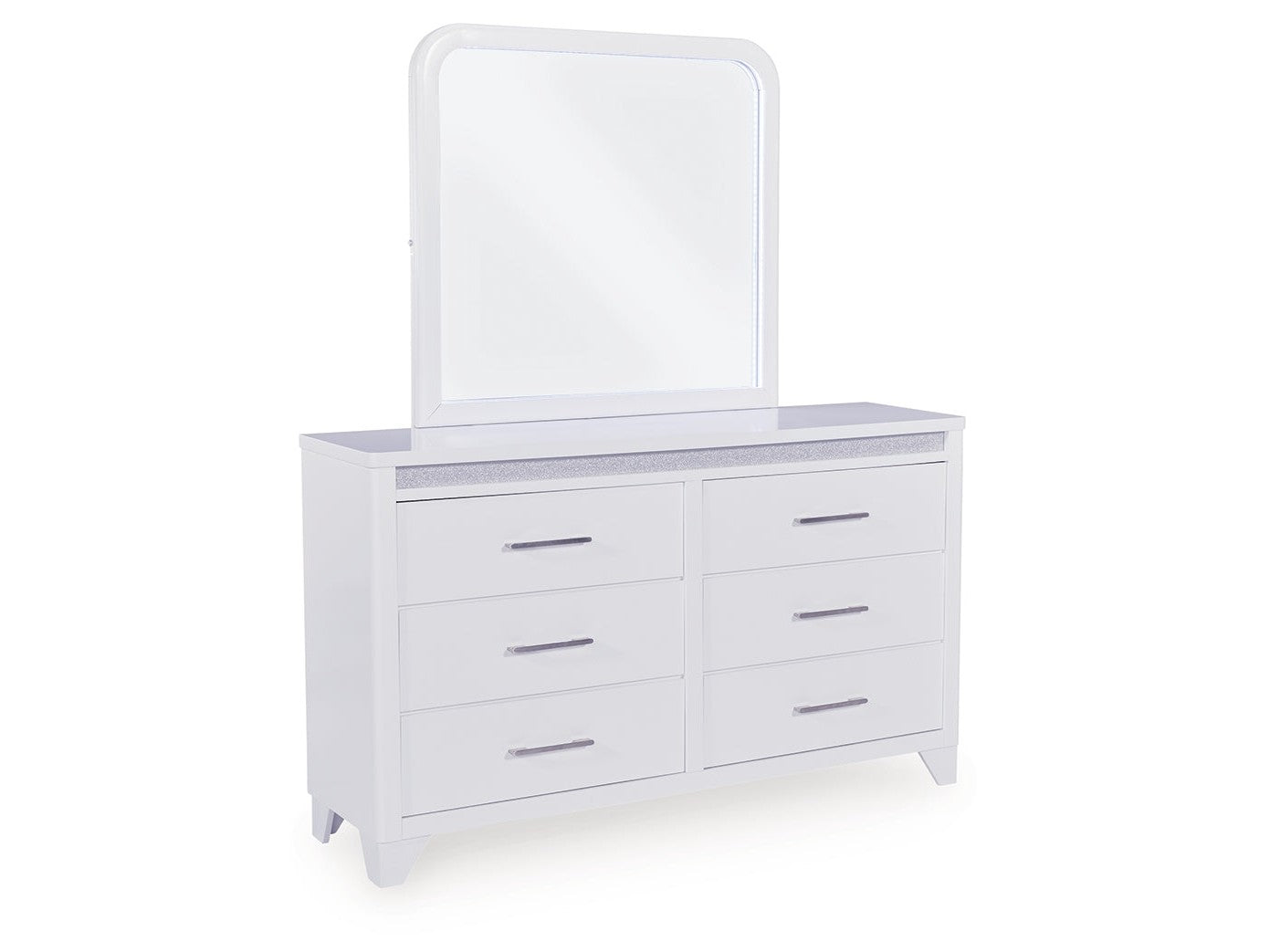 Frostlyn White 6 Drawer Dresser and Mirror