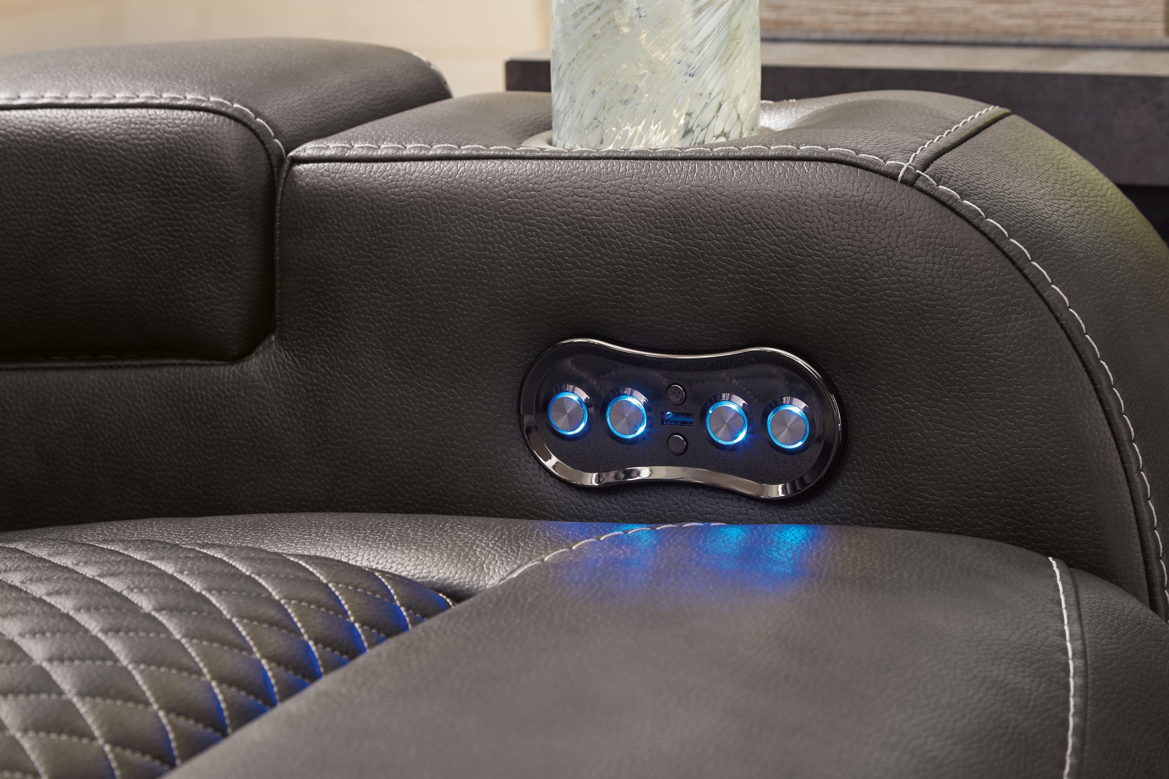 Fyne-Dyme Gray Power Reclining Sofa and Loveseat