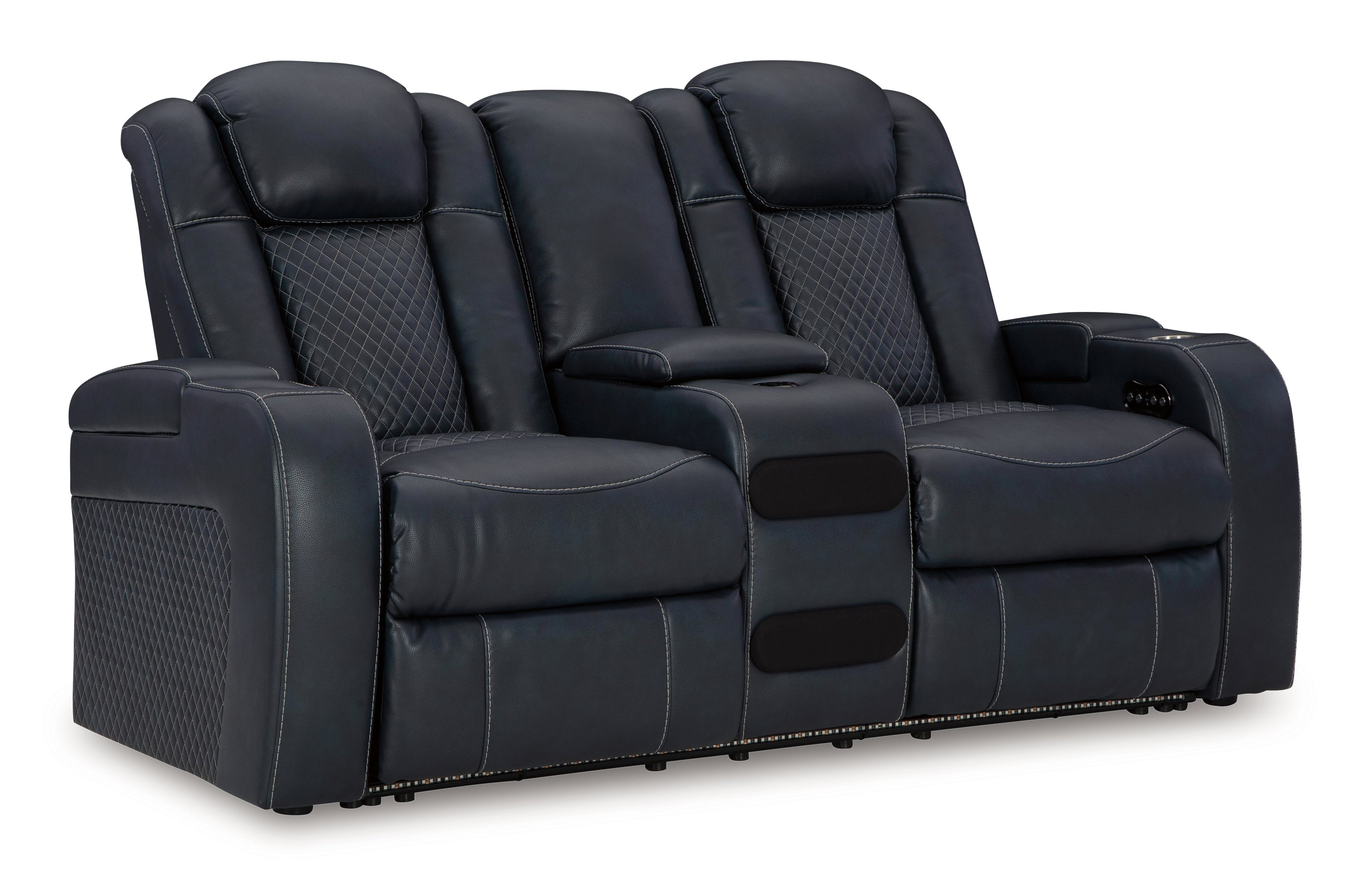 Fyne-Dyme Sapphire Power Reclining Loveseat with Console