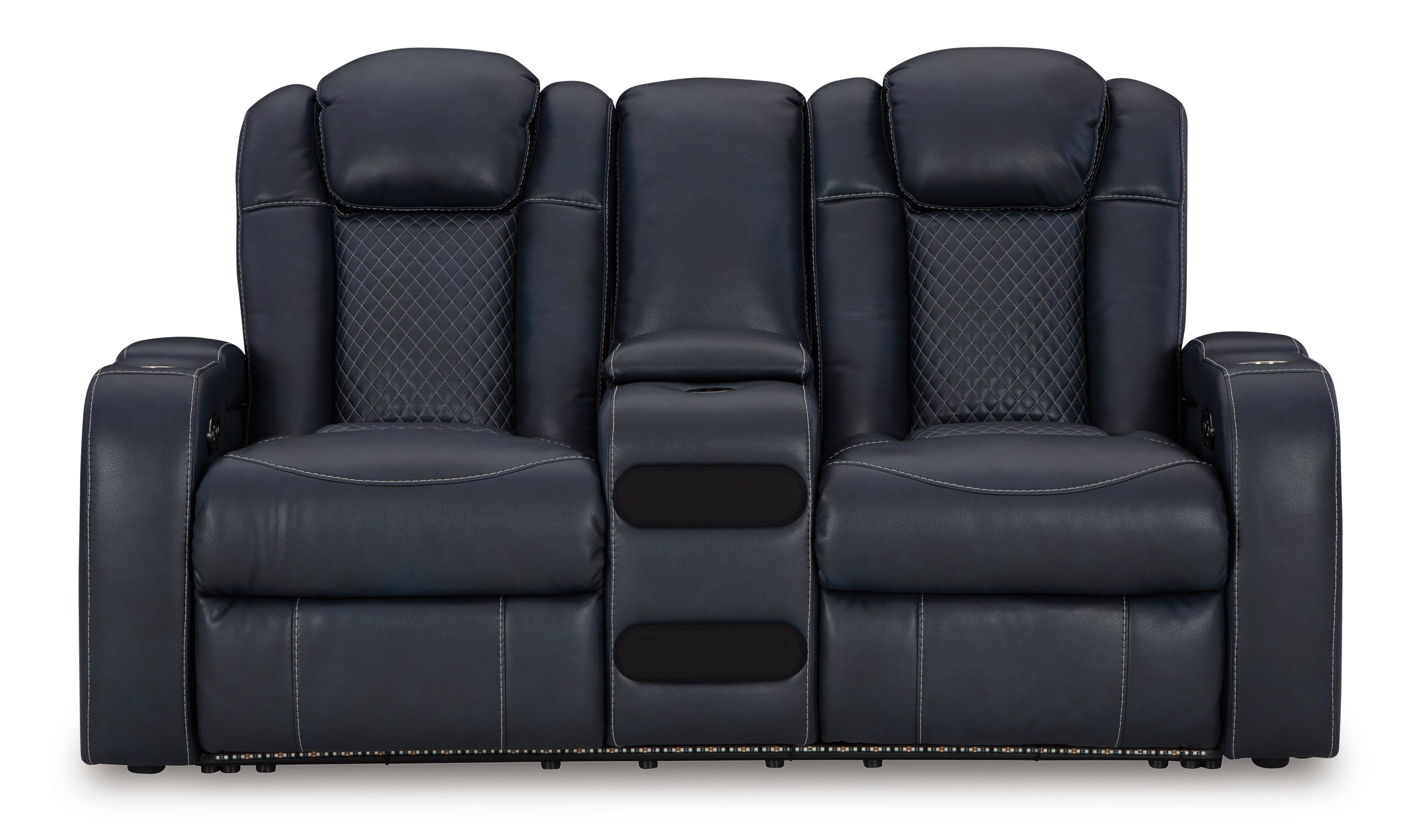 Fyne-Dyme Sapphire Power Reclining Loveseat with Console