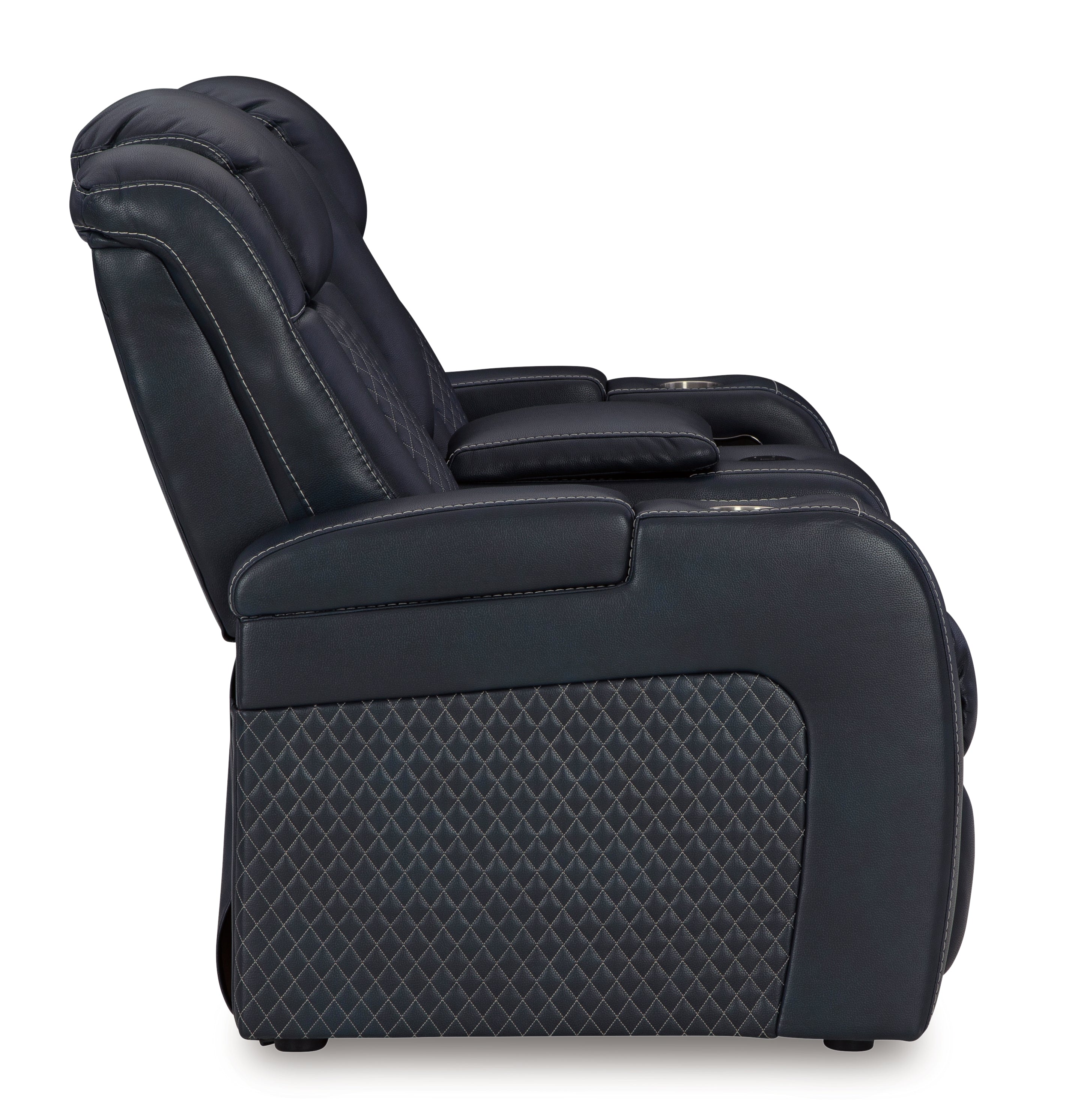 Fyne-Dyme Sapphire Power Reclining Loveseat with Console