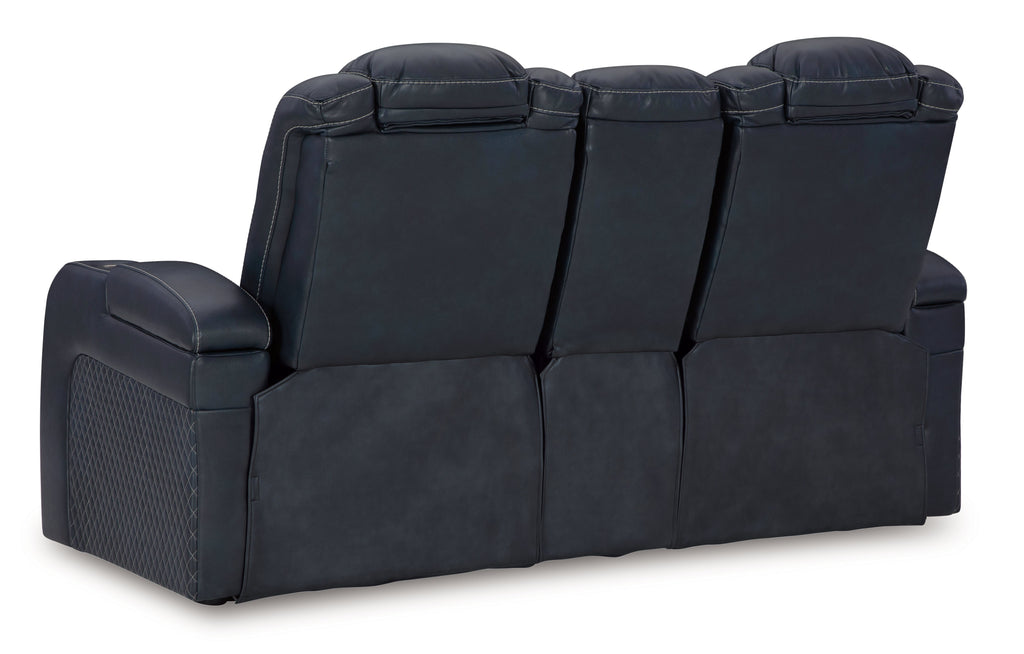 Fyne-Dyme Sapphire Power Reclining Loveseat with Console