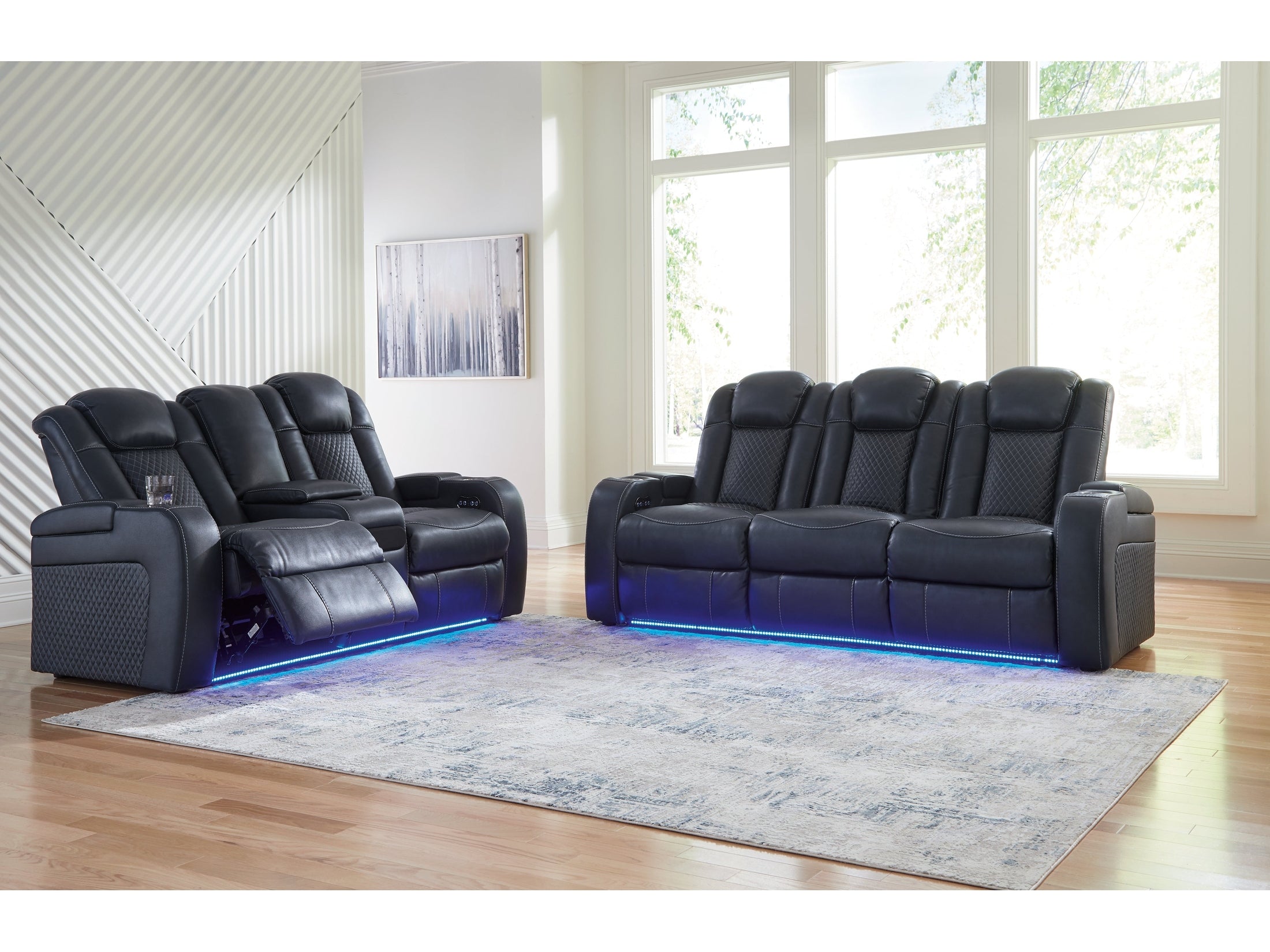 Fyne-Dyme Sapphire Power Reclining Sofa and Loveseat