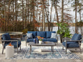 Gali Gray/Blue Outdoor Sofa/Chairs/Table Set (Set of 4)