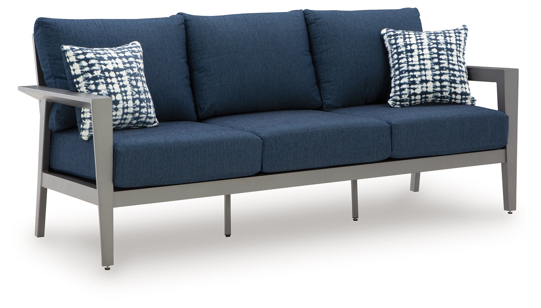 Gali Gray/Blue Outdoor Sofa/Chairs/Table Set (Set of 4)