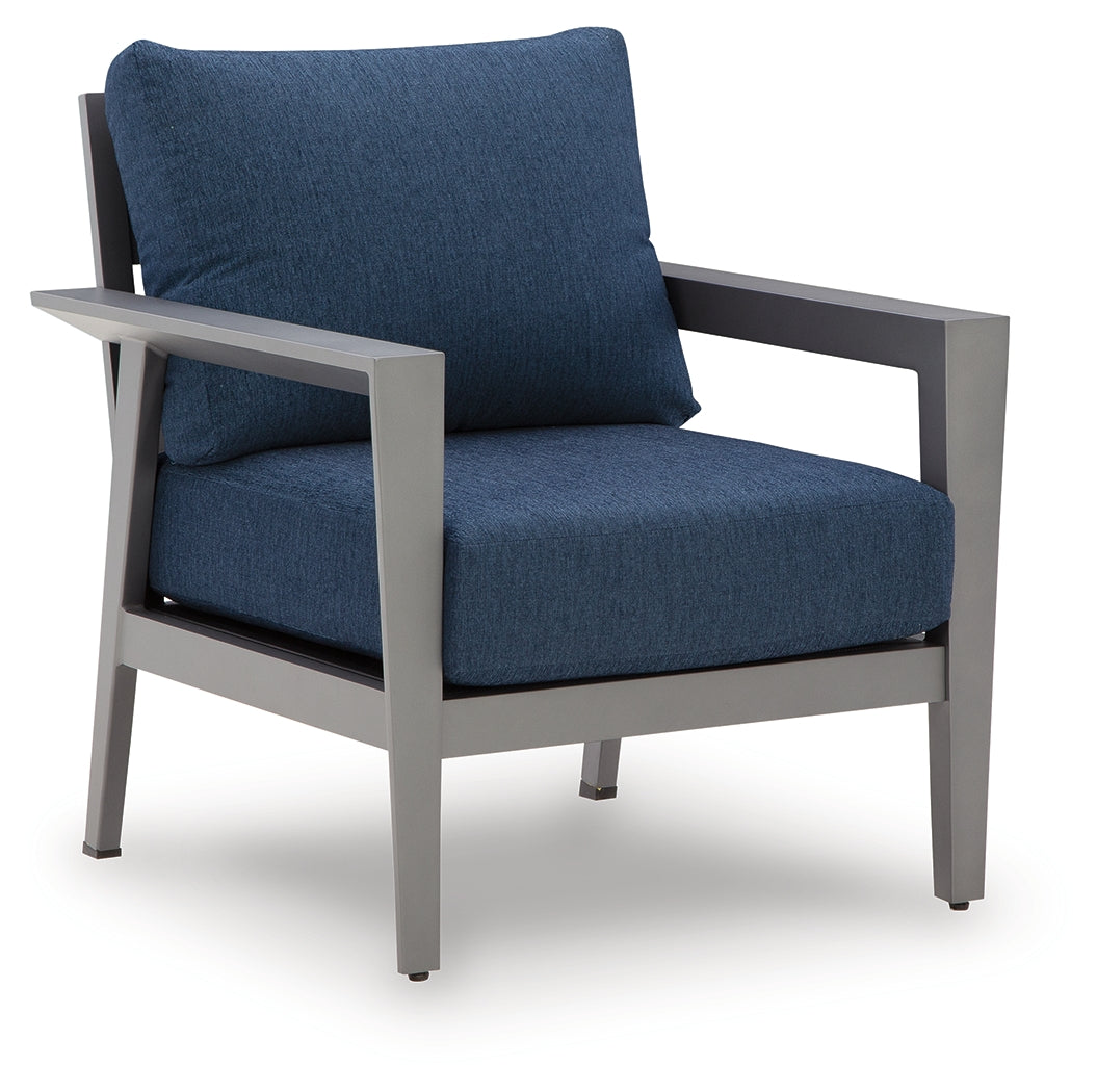 Gali Gray/Blue Outdoor Sofa/Chairs/Table Set (Set of 4)