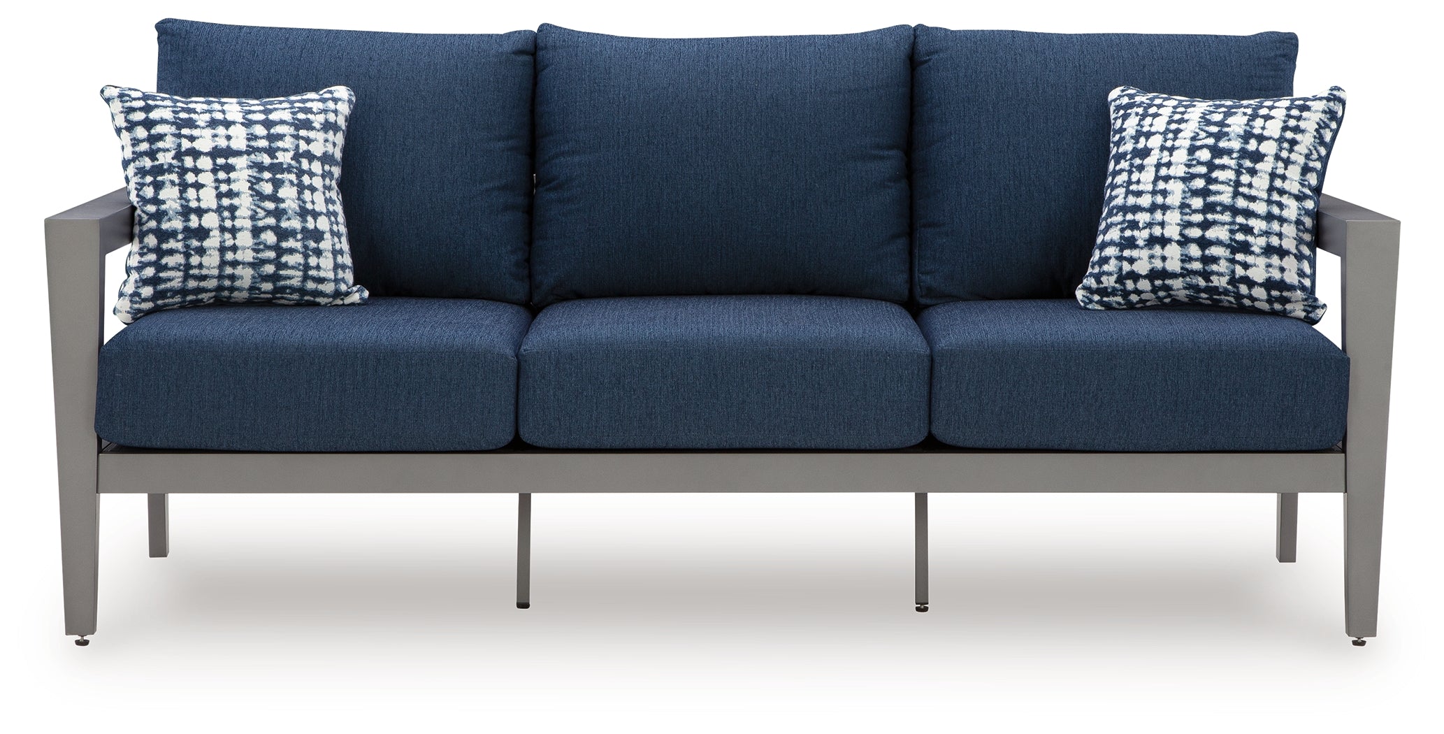 Gali Gray/Blue Outdoor Sofa/Chairs/Table Set (Set of 4)
