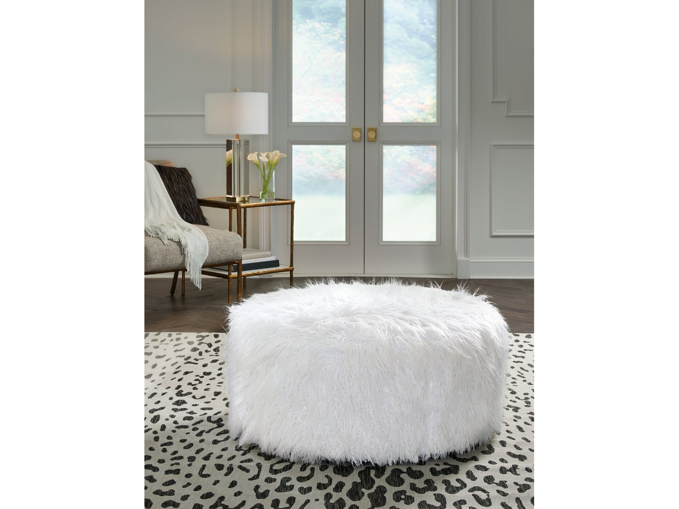 Galice White Oversized Accent Ottoman