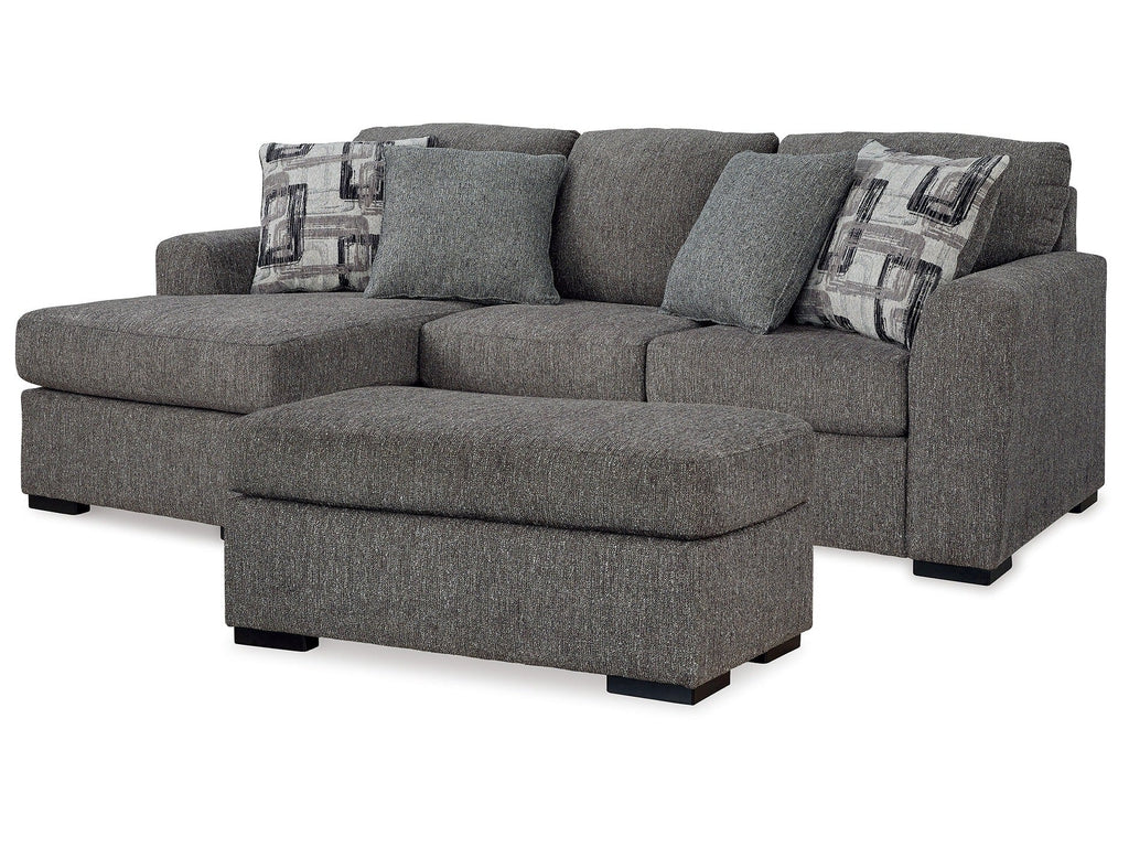 Gardiner Pewter Sofa Chaise and Ottoman