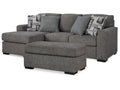 Gardiner Pewter Sofa Chaise and Ottoman
