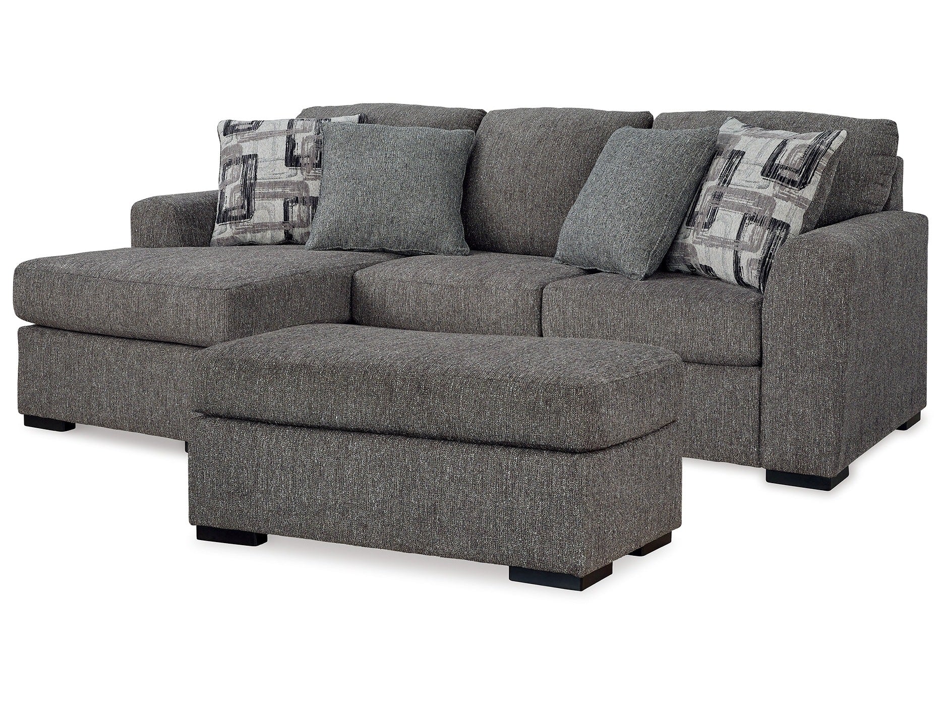 Gardiner Pewter Sofa Chaise and Ottoman