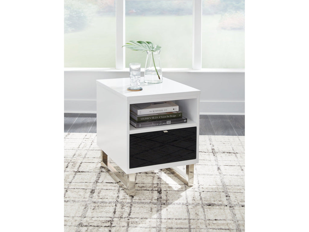 Gardoni White/Black Chairside End Table