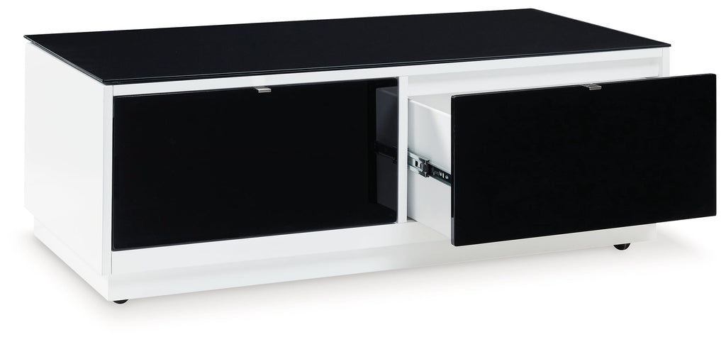 Gardoni White/Black Coffee Table and 2 Chairside End Tables