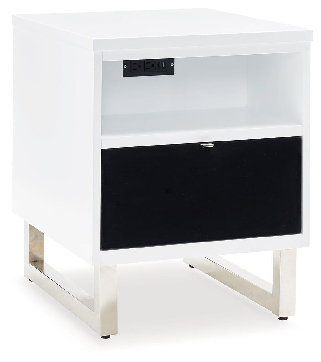 Gardoni White/Black Coffee Table and 2 Chairside End Tables