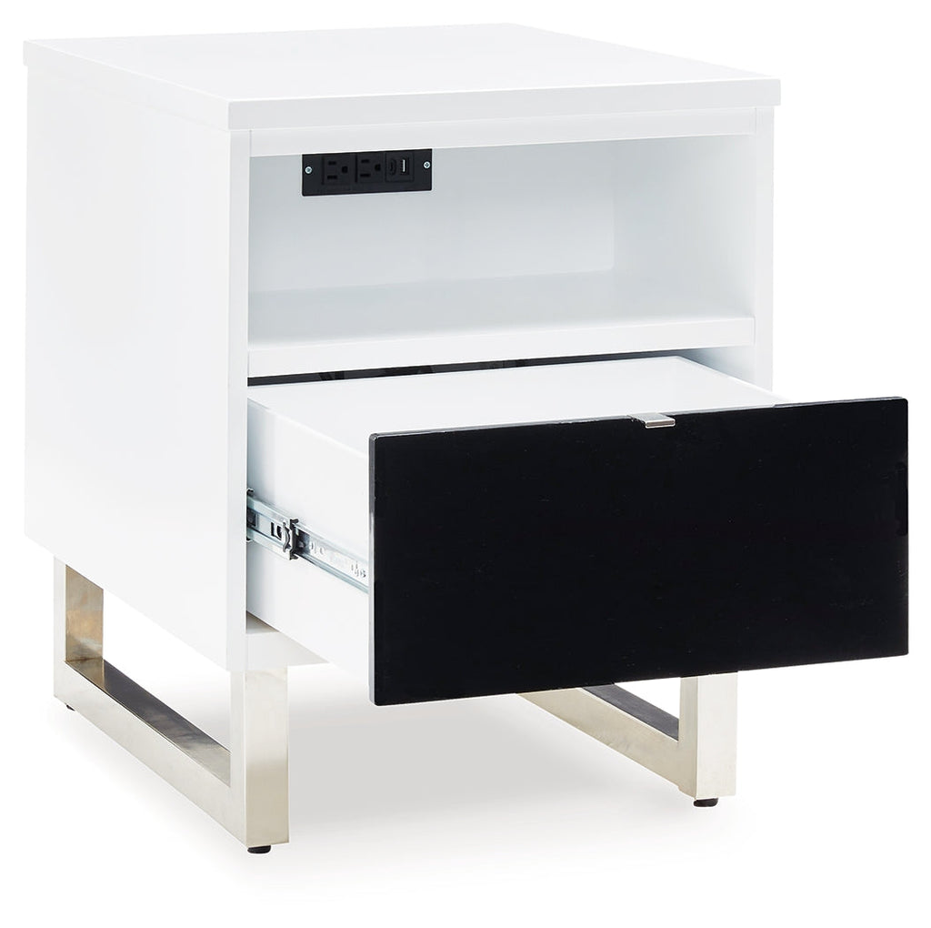 Gardoni White/Black Coffee Table and 2 Chairside End Tables