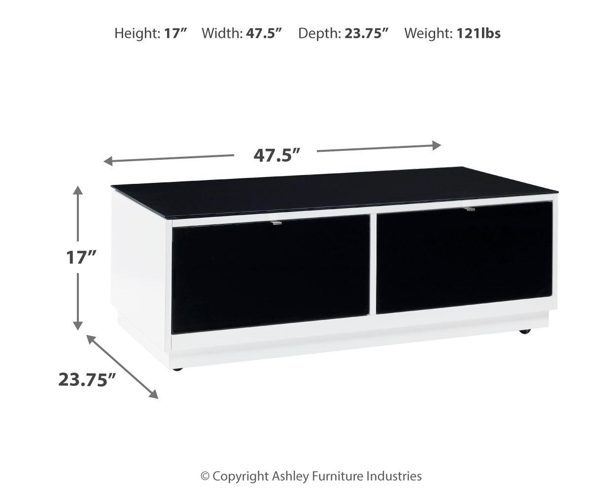 Gardoni White/Black Coffee Table and 2 Chairside End Tables