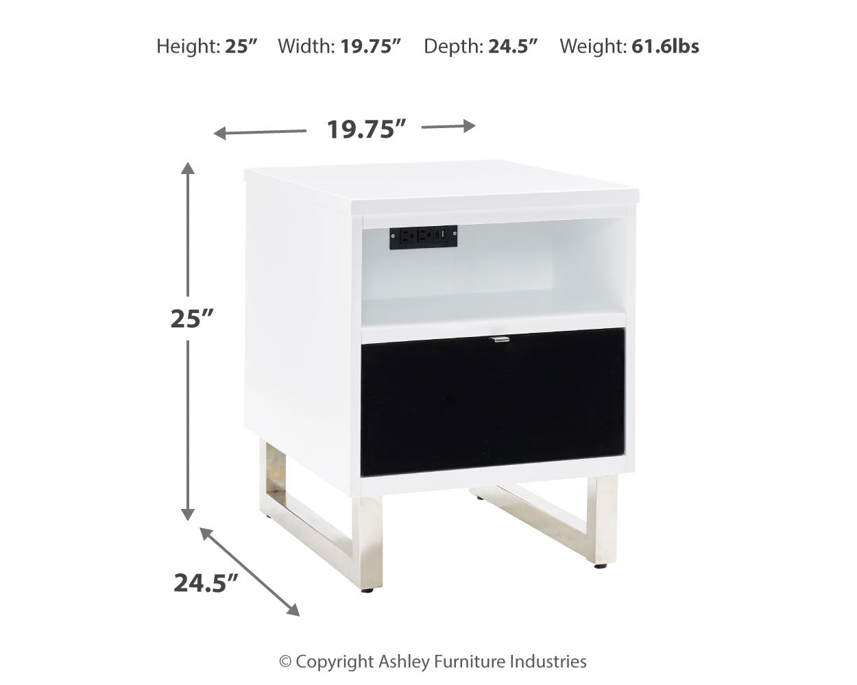 Gardoni White/Black Coffee Table and 2 Chairside End Tables