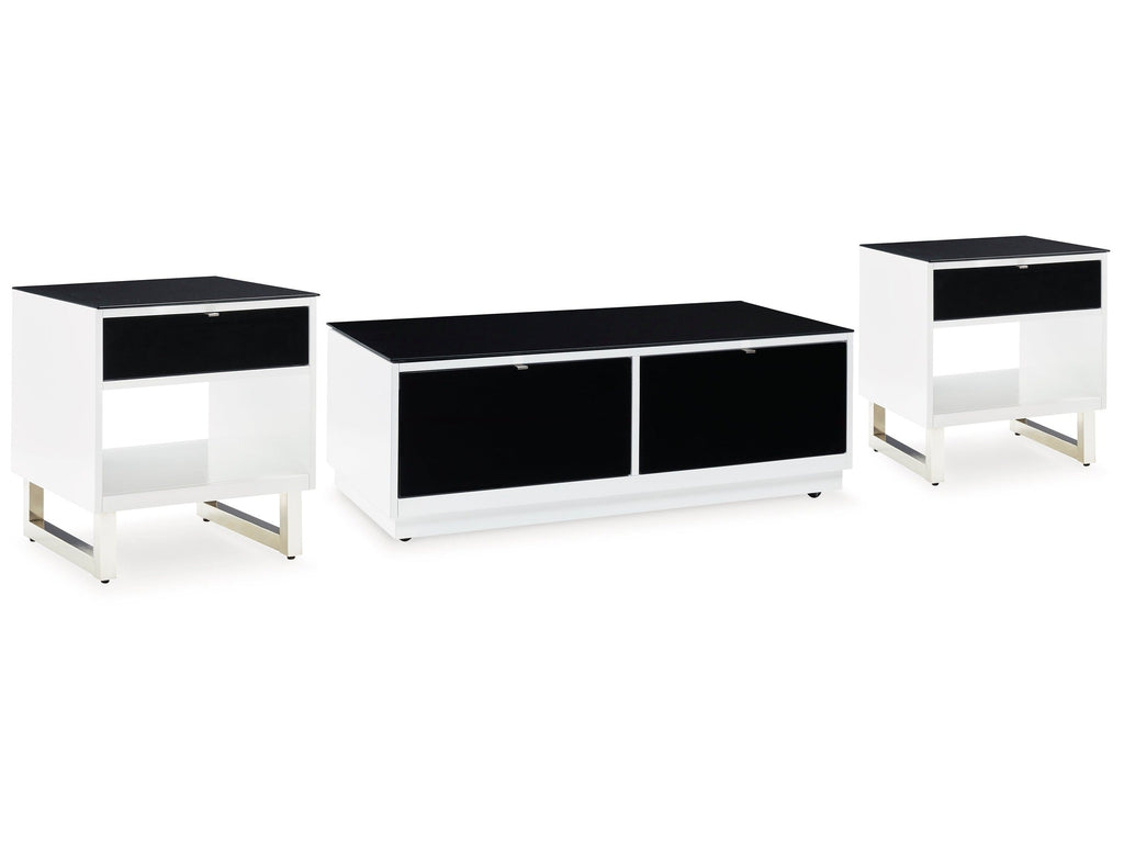 Gardoni White/Black Coffee Table and 2 End Tables