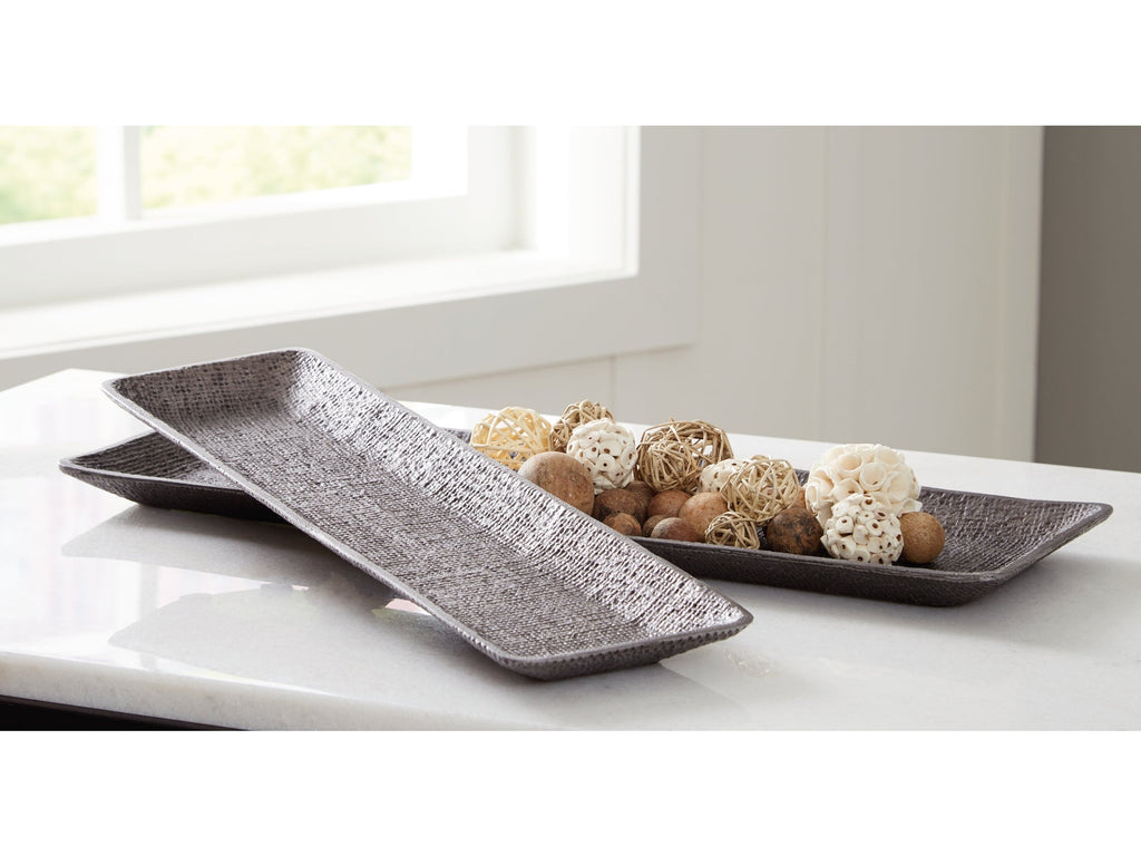 Garekton Pewter Finish Tray (Set of 2)