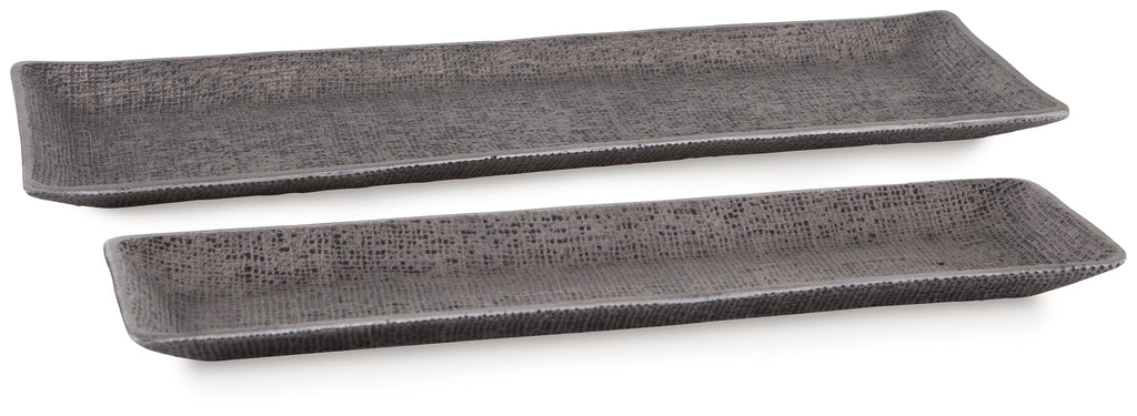 Garekton Pewter Finish Tray (Set of 2)