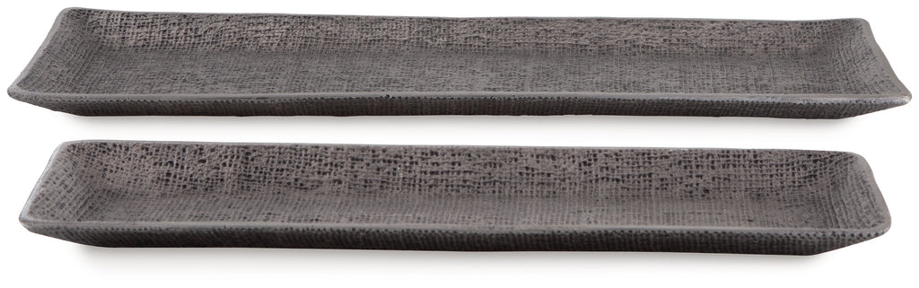 Garekton Pewter Finish Tray (Set of 2)