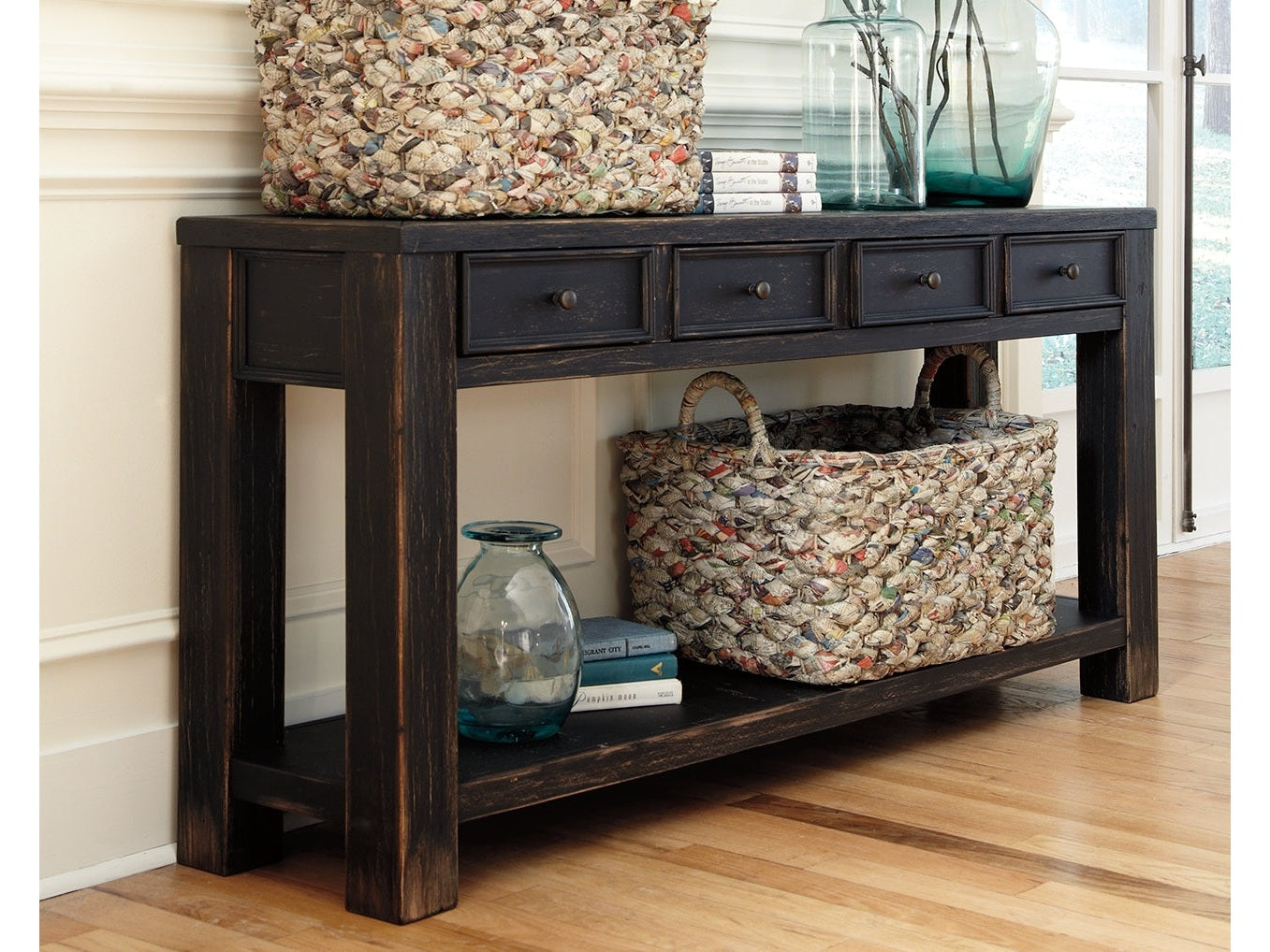 Gavelston Black Sofa Table