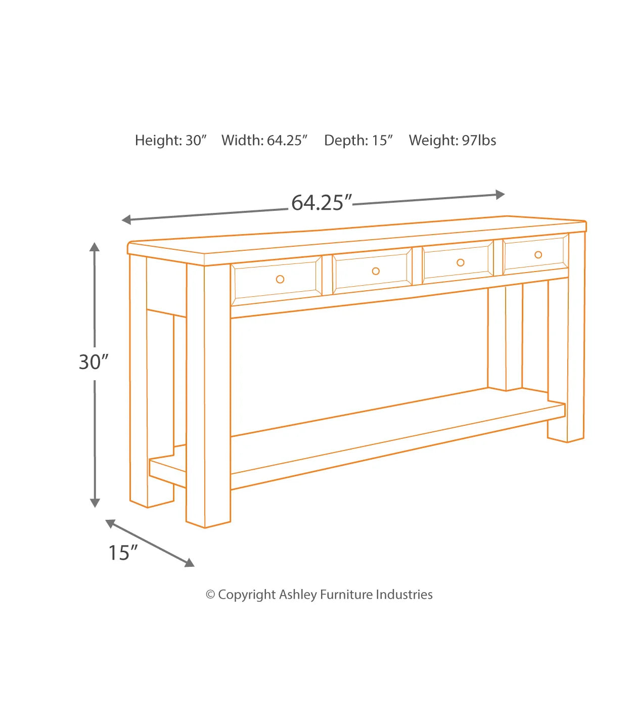 Gavelston Black Sofa Table