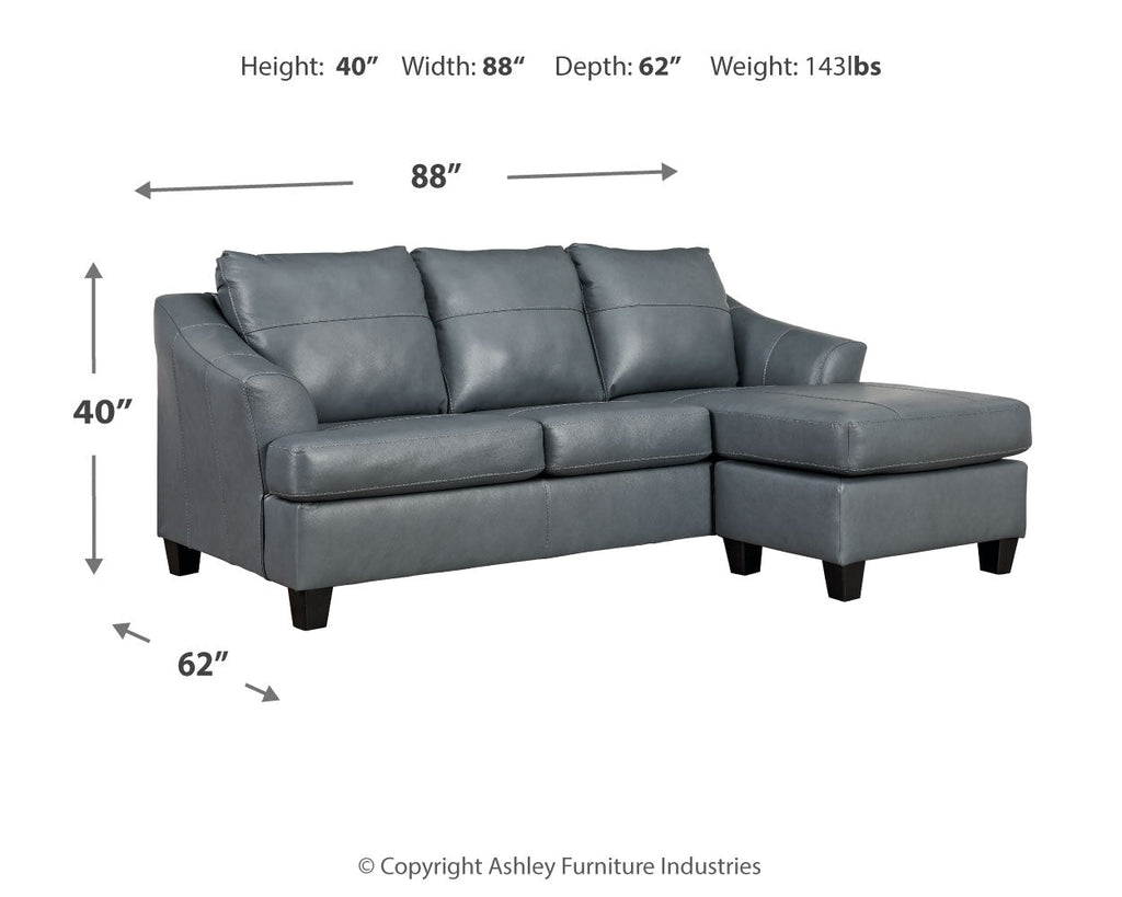 Genoa Steel Leather L Shape RAF Chaise Sofa