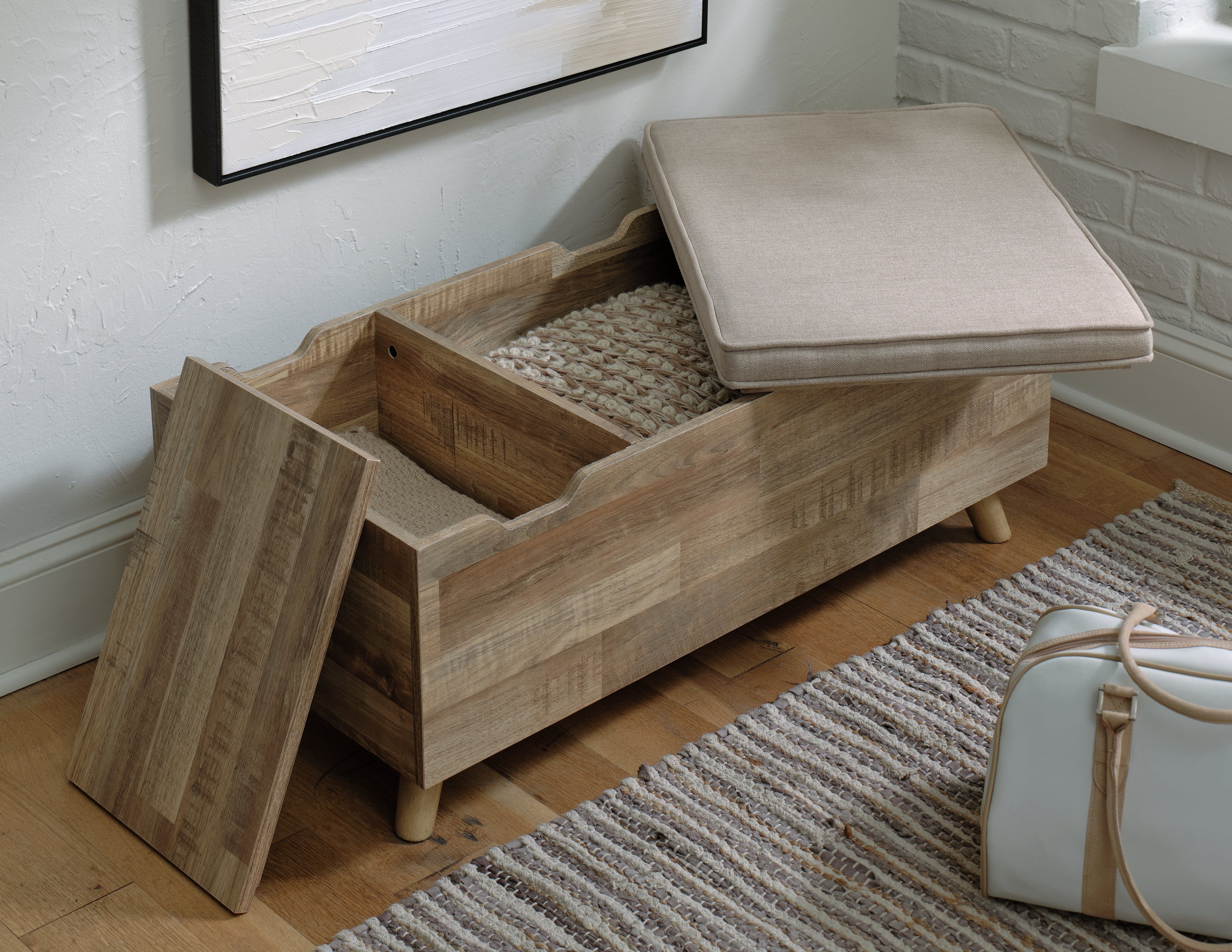 Gerdanet Beige/Brown Storage Bench