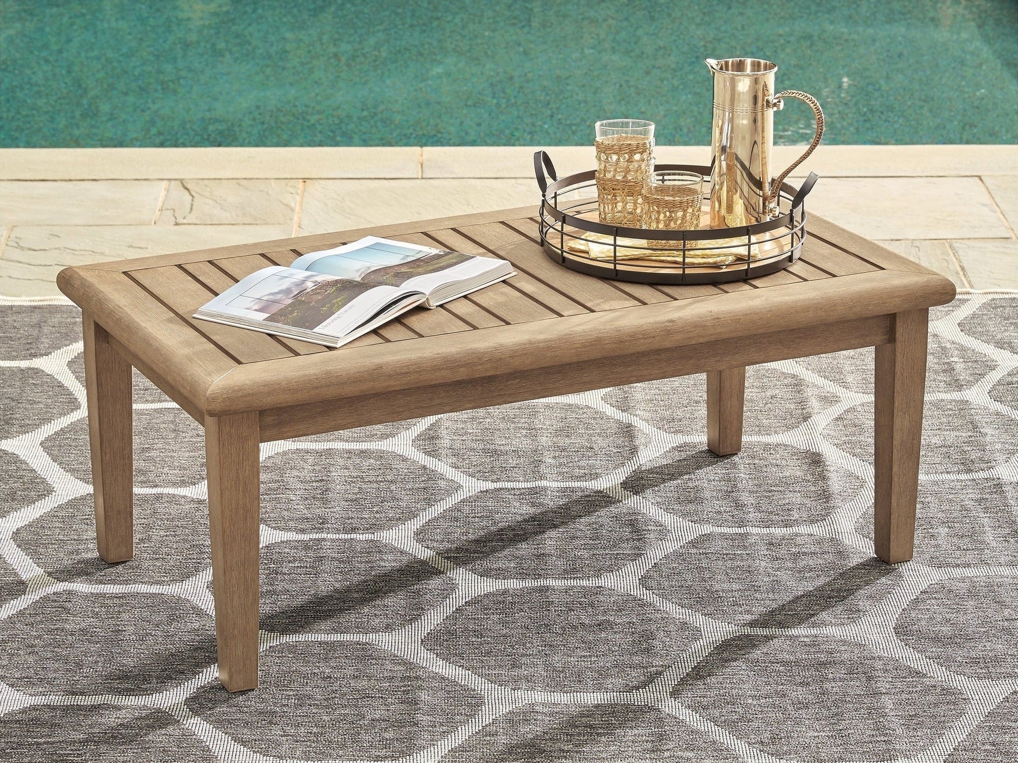 Gerianne Grayish Brown Outdoor Coffee Table