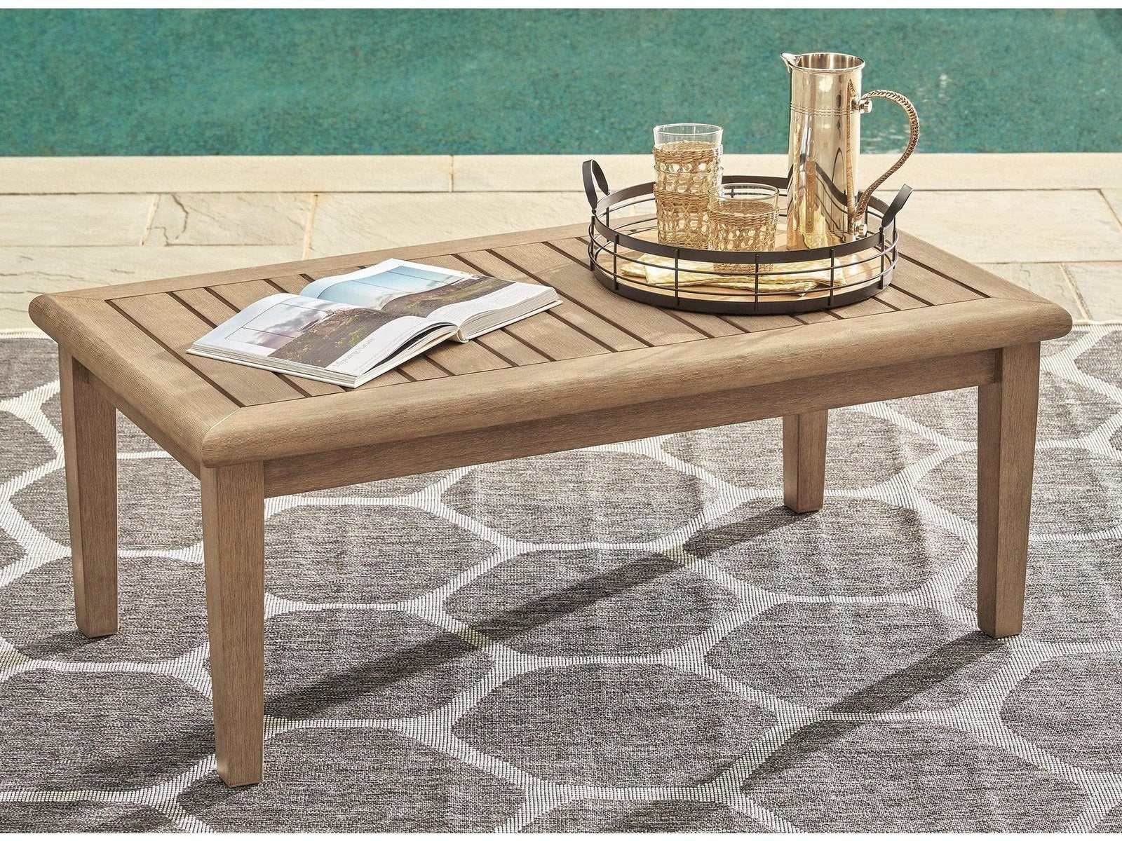 Gerianne Grayish Brown Outdoor Coffee Table
