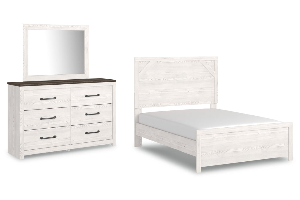 Gerridan White/Gray Full Panel Bed with Dresser and Mirror