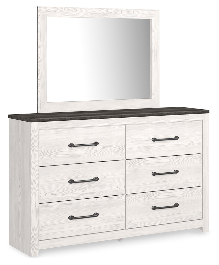 Gerridan White/Gray Full Panel Bed with Dresser and Mirror