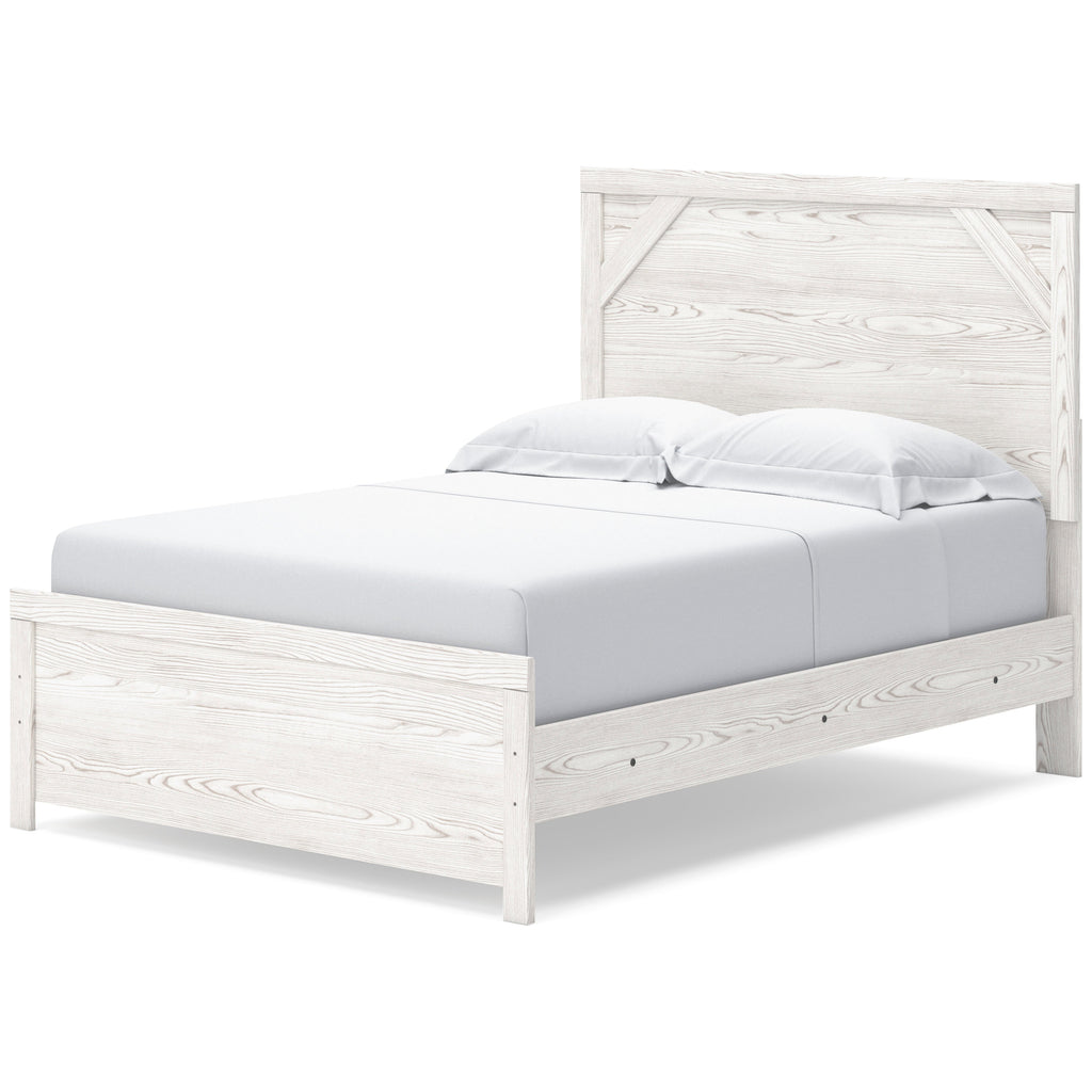 Gerridan White/Gray Full Panel Bed with Dresser and Mirror