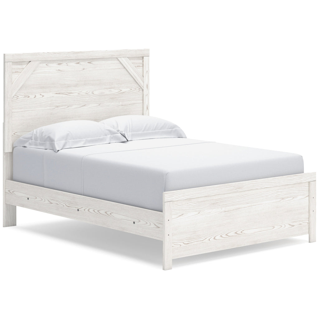 Gerridan White/Gray Full Panel Bed with Dresser and Mirror