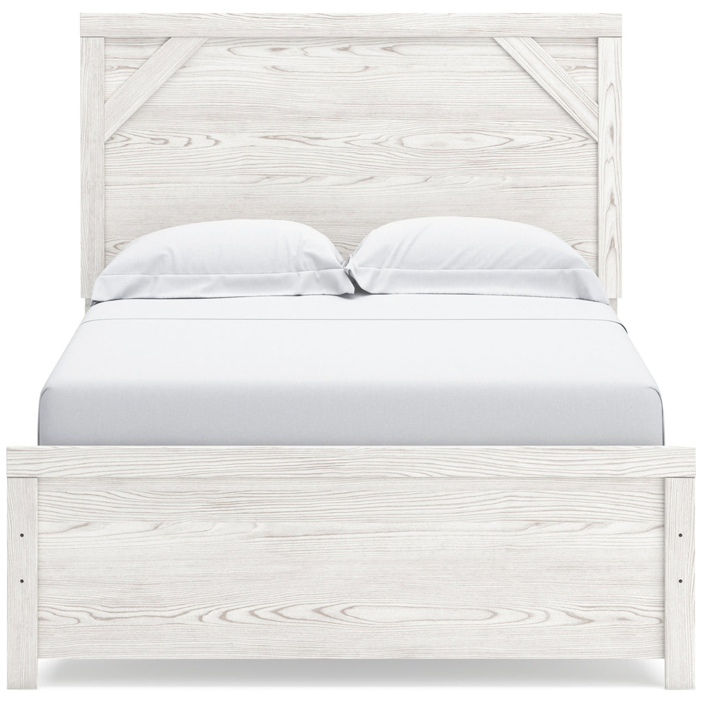 Gerridan White/Gray Full Panel Bed with Dresser and Mirror