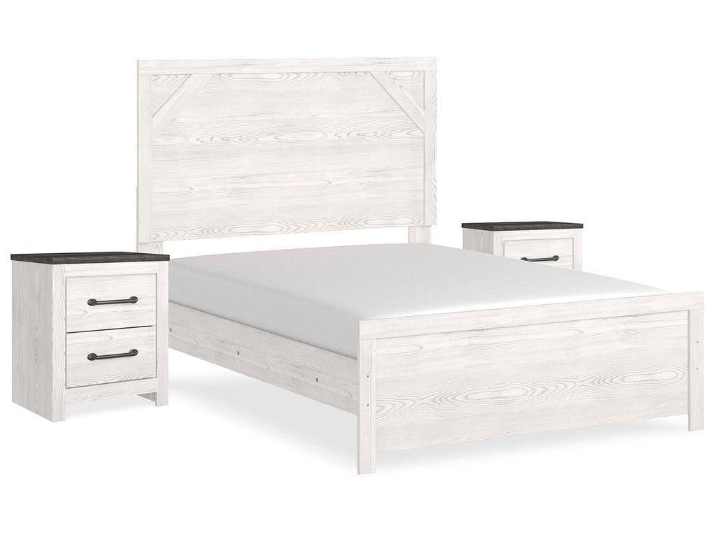 Gerridan White/Gray Full Panel Bedroom Set with 2 Nightstands