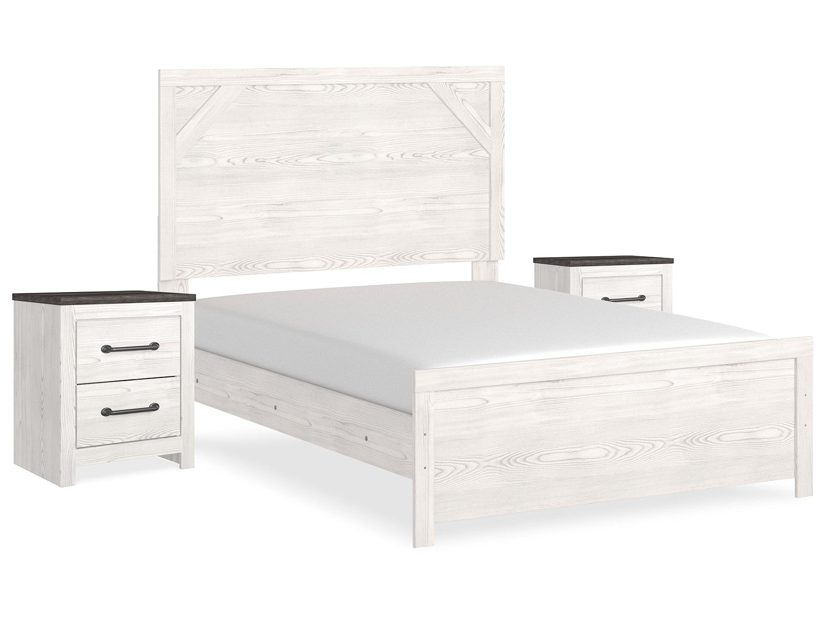 Gerridan White/Gray Full Panel Bedroom Set with 2 Nightstands