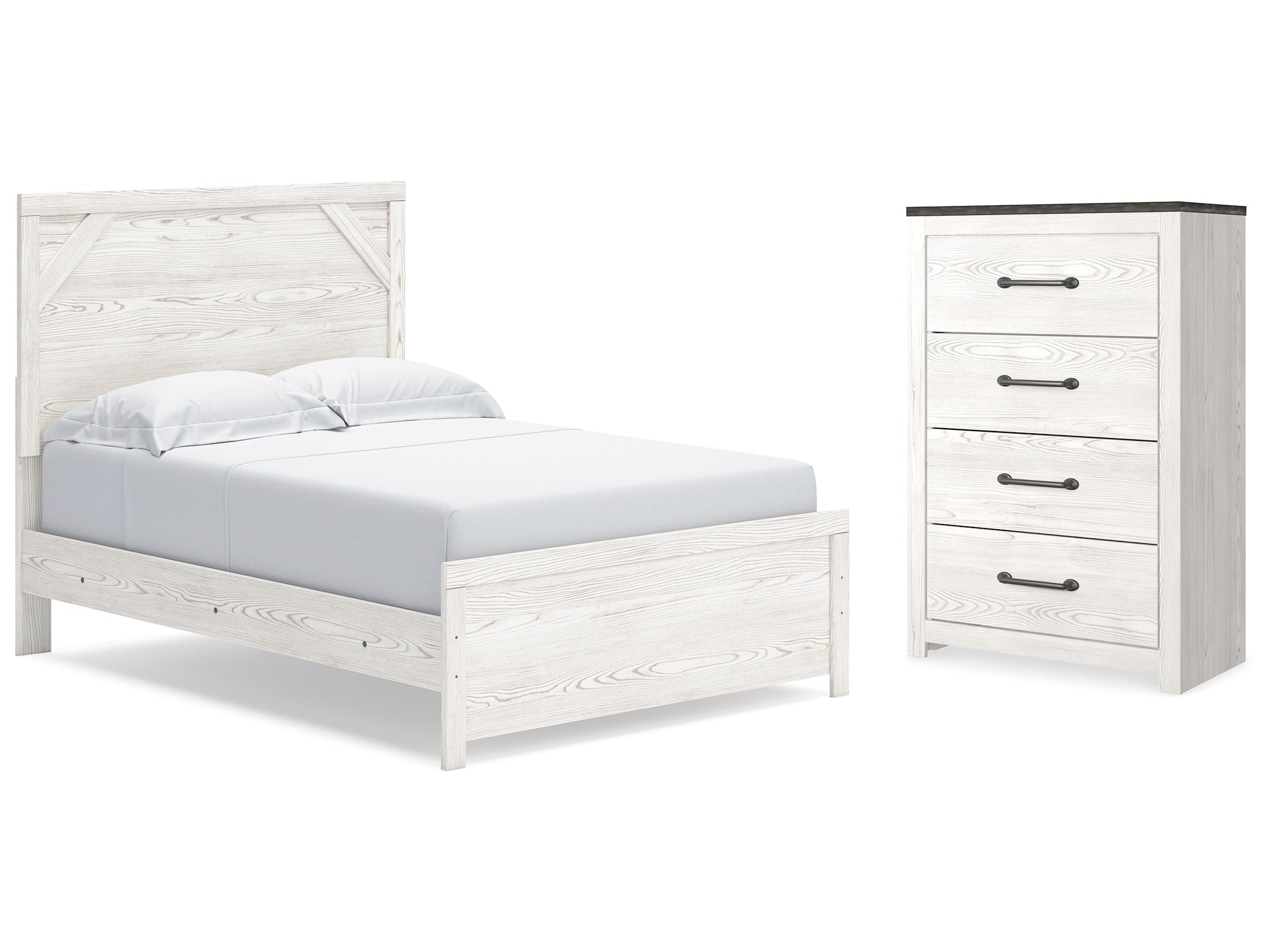 Gerridan White/Gray Full Panel Bedroom Set with Chest
