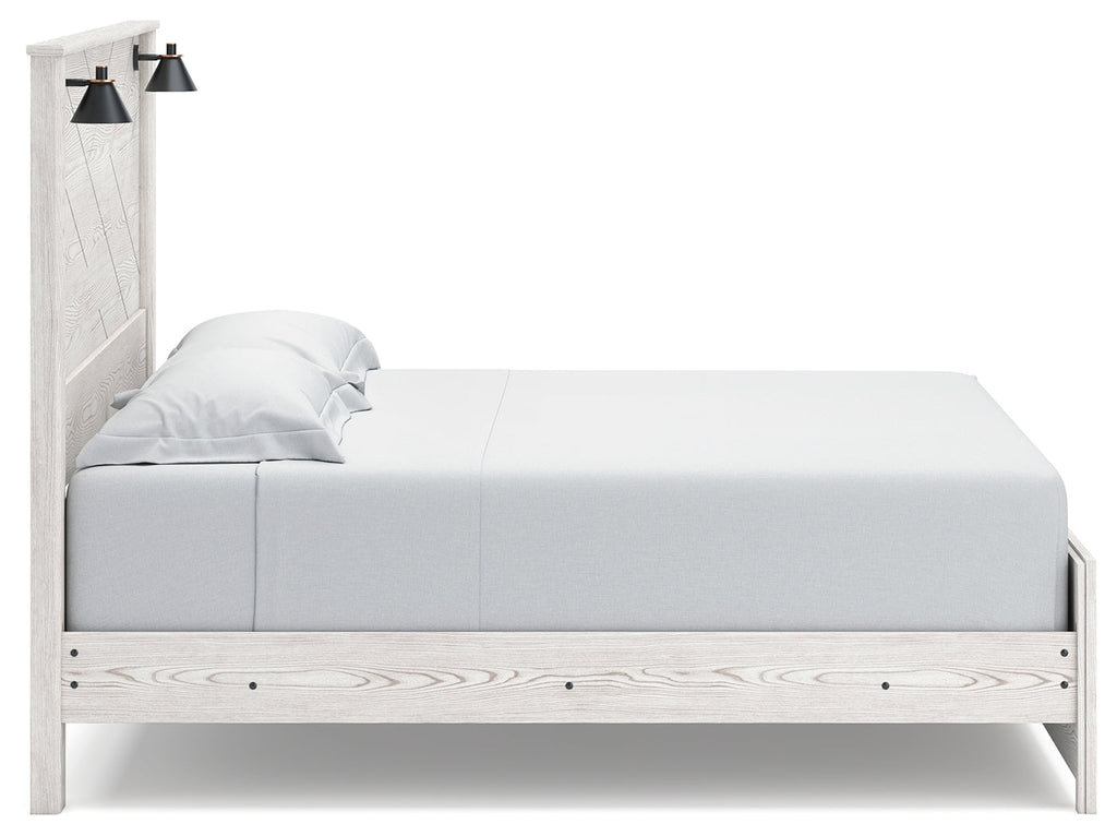 Gerridan /Gray King Panel Bed, Dresser, Mirror and 2 Nightstands, White