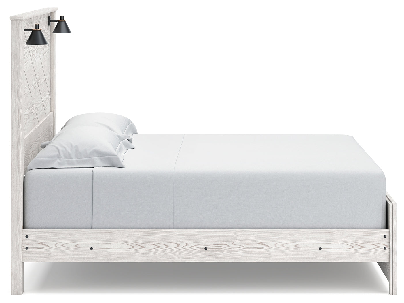 Gerridan /Gray King Panel Bed, Dresser, Mirror and 2 Nightstands, White