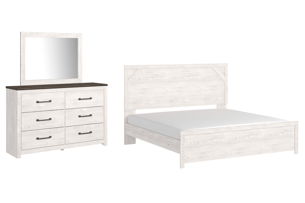 Gerridan White/Gray King Panel Bed, Dresser and Mirror