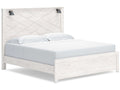 Gerridan White & Gray King Panel Bed Frame w/ Sconce Lights HB