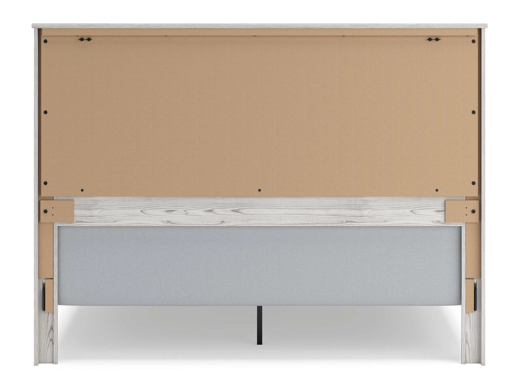 Gerridan White & Gray King Panel Bed Frame w/ Sconce Lights HB
