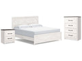 Gerridan White/Gray King Panel Bedroom Set with Chest and Nightstand
