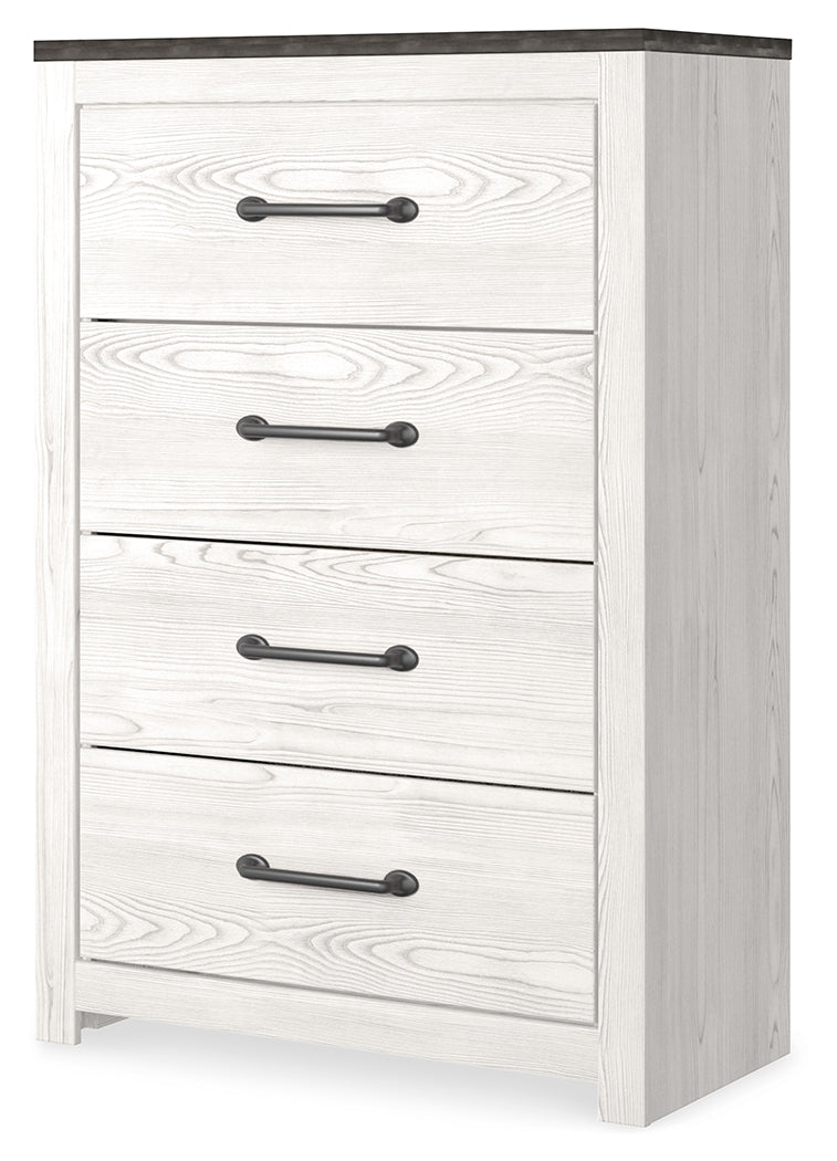 Gerridan White/Gray King Panel Bedroom Set with Chest and Nightstand