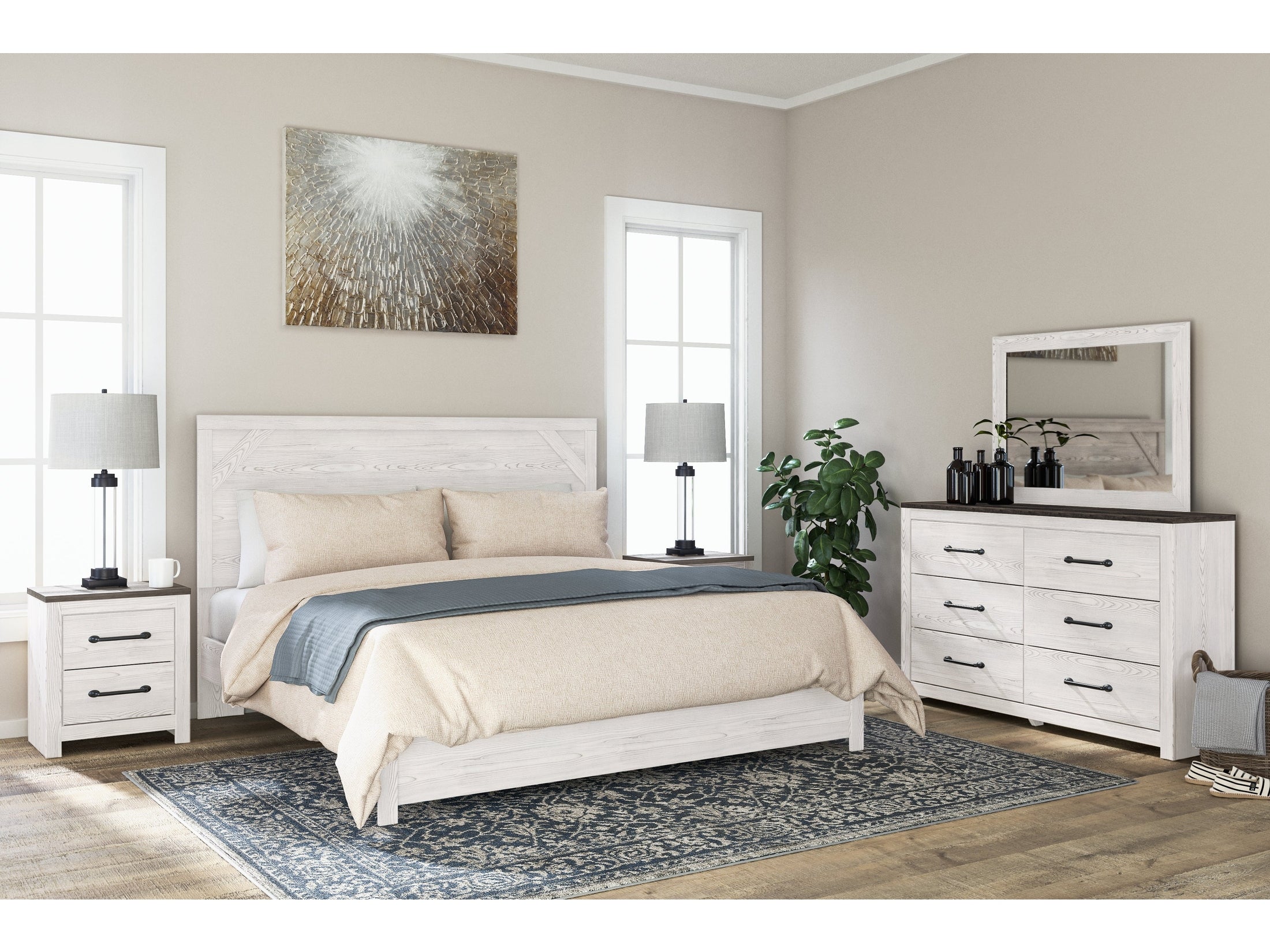 Gerridan /Gray King Panel Bedroom Set, White